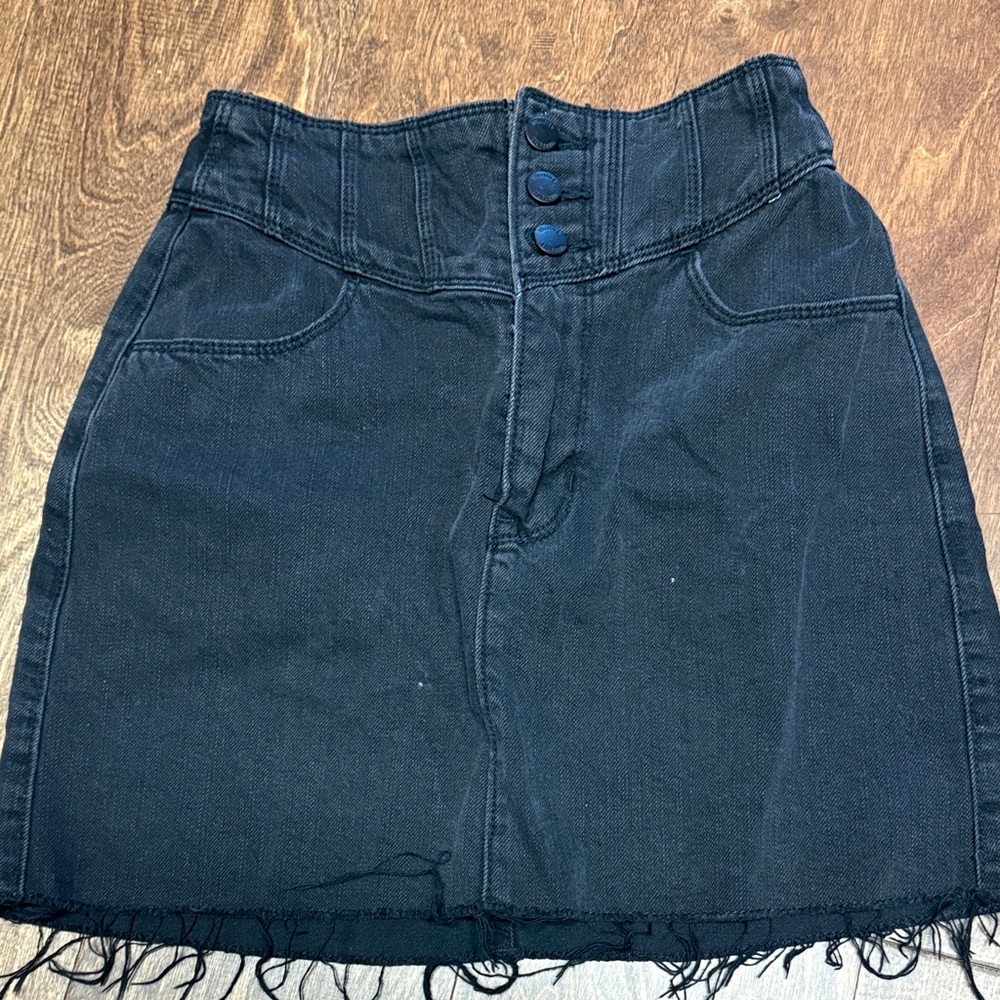 Hollister High-Waist Black Denim Mini Skirt